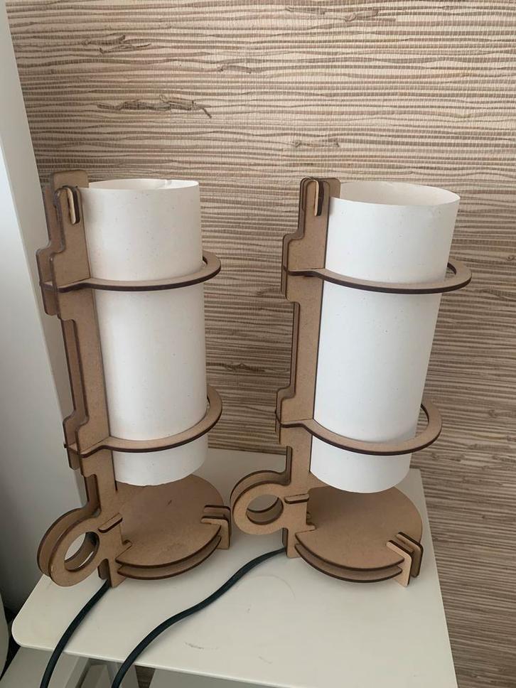 2 Tjalle en Jasper Tafellampen, Huis en Inrichting, Lampen | Tafellampen, Gebruikt, Minder dan 50 cm, Hout, Ophalen of Verzenden