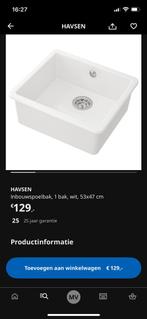 Wasbak spoelbak Ikea Havsen 53-47 cm, Ophalen, Gebruikt, Wit, 50 tot 100 cm