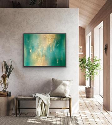 Abstract Schilderij Acryl Goud 70x90cm beschikbaar voor biedingen