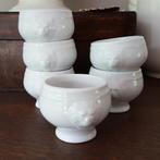 Kleine potjes met leeuwenkopjes aan 2 kanten, 6 stuks, Huis en Inrichting, Keuken | Servies, Gebruikt, Ophalen of Verzenden, Kom(men)