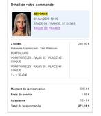 Beyoncé Parijs 22 juni 2025 2 kaarten, Tickets en Kaartjes, Concerten | Pop, Eén persoon, Juni