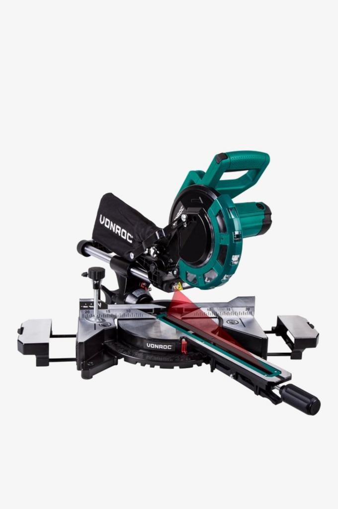 VONROC afkortzaag en verstekzaag met trekfunctie – 2000W, Doe-het-zelf en Verbouw, Gereedschap | Zaagmachines, Nieuw, Afkortzaag