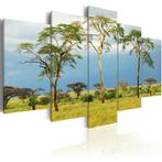 1017 Afrika Natuur 5 Luik Schilderij 200x100cm Nieuw, Huis en Inrichting, Woonaccessoires | Schilderijen, Tekeningen en Foto's