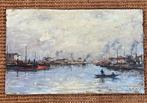 Havenzicht gouache, Antiek en Kunst, Verzenden