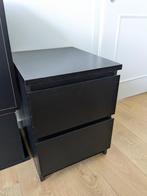 IKEA Malm ladekast nachtkastje 2 lades zwart bruin, Huis en Inrichting, Ophalen, Gebruikt, Minder dan 45 cm, 55 tot 70 cm