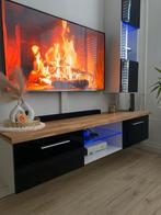 meubel + dressoir met led-verlichting, eiken blad. Hoogglans, 150 tot 200 cm, Ophalen of Verzenden, Zo goed als nieuw, Minder dan 100 cm