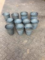 Mooie oude zinken bliemenemmers vanaf 8 euro per stuk, Ophalen of Verzenden, Rond, Metaal, Minder dan 25 cm