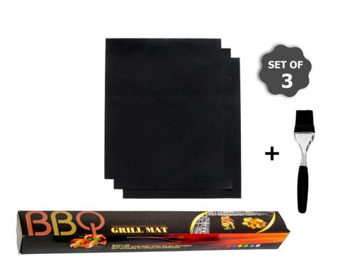 BBQ mat + siliconen kwast - Anti-aanbaklaag - Barbeque matje, Tuin en Terras, Barbecue-accessoires, Nieuw, Ophalen of Verzenden