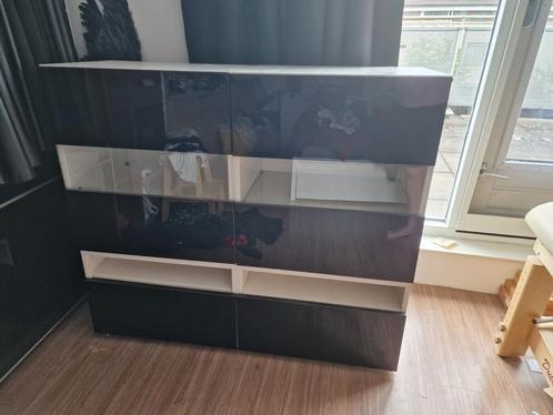 Besta kast ikea hoogglans zwarte deuren, Huis en Inrichting, Kasten | Dressoirs, Zo goed als nieuw, 25 tot 50 cm, Met lade(s)