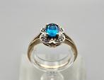 Gouden Vintage ring edelsteen topaas en diamant. 2025/359., Blauw, ., Ophalen of Verzenden, Zo goed als nieuw