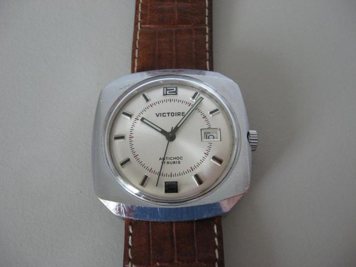 Vintage mechanisch horloge, Sieraden, Tassen en Uiterlijk, Horloges | Heren, Gebruikt, Polshorloge, Overige merken, Staal, Leer