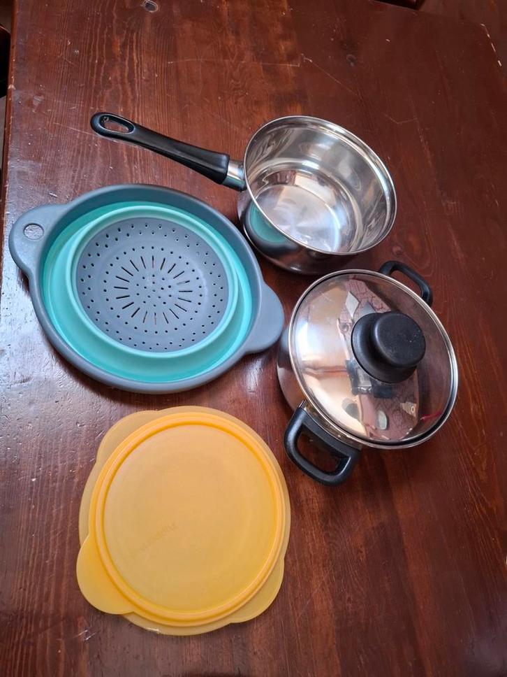 Camping Kookset - Pannen, Vergiet, schaaltjes, emmer, Huis en Inrichting, Keuken | Keukenbenodigdheden, Gebruikt, Ophalen