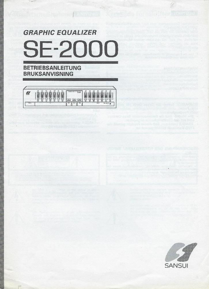 HANDLEIDING (PDF) DUITS-Anleitung= Sansui Equalizer- SE-2000, Muziek en Instrumenten, Effecten, Zo goed als nieuw, Overige typen