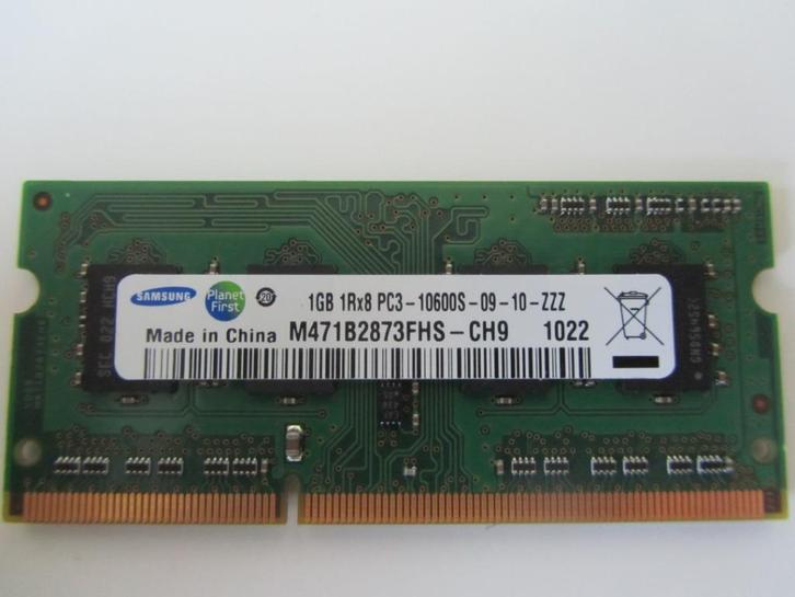 Samsung M471B2873FHS-CH9 1GB DDR3, Computers en Software, RAM geheugen, Zo goed als nieuw, Laptop, DDR3, Ophalen
