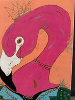 Flamingo Schilderij - Modern Kunstwerk op Doek - Uniek Desig, Antiek en Kunst, Ophalen of Verzenden