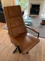 Cognackleurige leren relaxstoel in perfecte staat, Huis en Inrichting, Fauteuils, Ophalen, Zo goed als nieuw, Leer