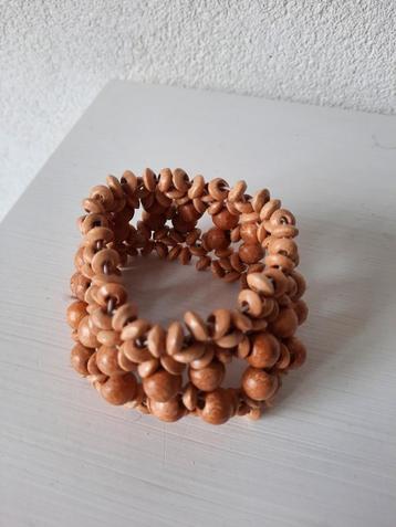 Houten Naturel Brede Kralenarmband Armband Hout Kralen beschikbaar voor biedingen