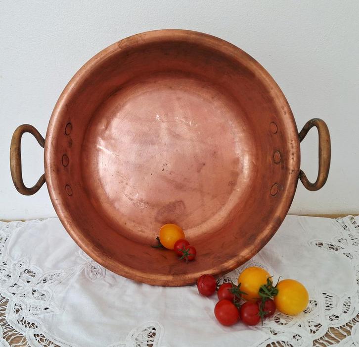 Antieke Franse Confiturepan - Koper, Antiek en Kunst, Antiek | Koper en Brons, Ophalen of Verzenden