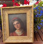 Klassiek schilderstukje van meisjes kopje, Ophalen of Verzenden