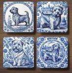 Norfolk Terriër Delfts Blauw onderzetters met houder, Ophalen of Verzenden, Nieuw, Glas of Kopje