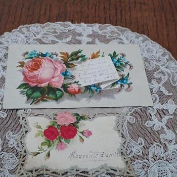  rozenkaartjes 1882 1 met zijden roosjes en knoppen beschikbaar voor biedingen