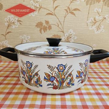Vintage emaille pan Acapulco motief beschikbaar voor biedingen