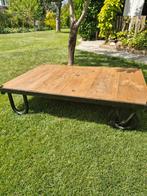 Industriele palletkar salontafel., Ophalen, 100 tot 150 cm, 50 tot 100 cm, Zo goed als nieuw