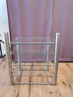 Stereo meubel staal met 4 glasplaten, Huis en Inrichting, Woonaccessoires | Cd- en Dvd-rekken, Ophalen, Gebruikt, Cd's