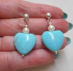 Zilveren oorbellen met blauwe stenen hart nr.550