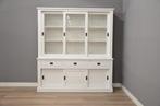 Strakke witte vitrinekast – buffetkast ‘matthias’, Gebruikt, 200 cm of meer, Ophalen of Verzenden, Glas