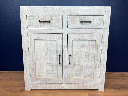 TV Meubel Pranay Wit 89 X 39 X 89 cm twee lades twee deuren, Huis en Inrichting, Kasten | Dressoirs, Nieuw, 50 tot 100 cm, 25 tot 50 cm