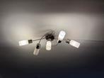 Moderne Plafondlamp met 5 Lampen, Ophalen, Zo goed als nieuw, Glas