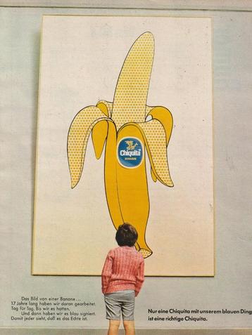Retro reclame 1971 Chiquita bananen kind in museum beschikbaar voor biedingen