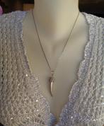 zilveren ketting met olifant tand hanger [017], Met hanger, Verzenden, Zo goed als nieuw, Zilver