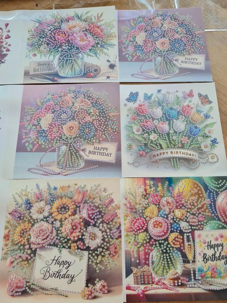Diamond Painting Kaartenset bloemen - 6 Stuks, Hobby en Vrije tijd, Knutselen, Nieuw, Materiaal, Ophalen of Verzenden