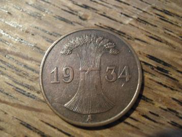 Nazi-Duitsland 1 Reichspfenning 1934, Berlijn #579 beschikbaar voor biedingen