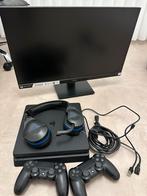 PS4 met 2 controle gaming monitor& headset, Spelcomputers en Games, Spelcomputers | Sony PlayStation 4, Ophalen, Zo goed als nieuw