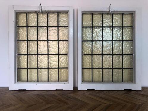 Origineel geel glas-in-lood | Amsterdam Zuid | 100 jr. oud, Antiek en Kunst, Antiek | Glas en Kristal, Ophalen of Verzenden