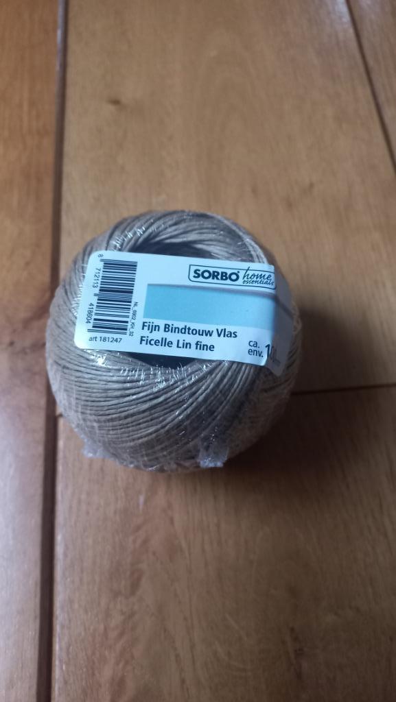 Sorbo fijn bindtouw vlas - 100 mtr - nieuw, Hobby en Vrije tijd, Knutselen, Nieuw, Materiaal, Ophalen of Verzenden