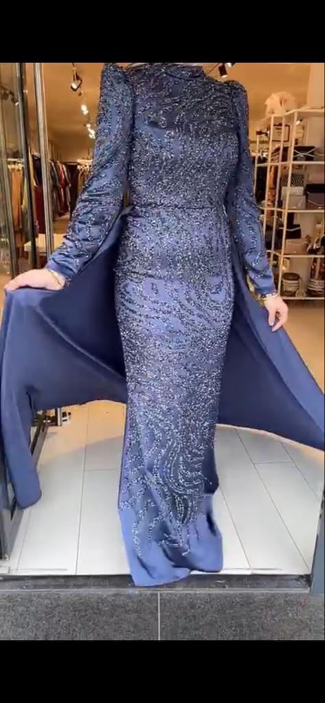 Elegante abiye / avondjurk / galajurk - Maat 42 1x gedragen, Kleding | Dames, Jurken, Gedragen, Maat 42/44 (L), Blauw, Onder de knie
