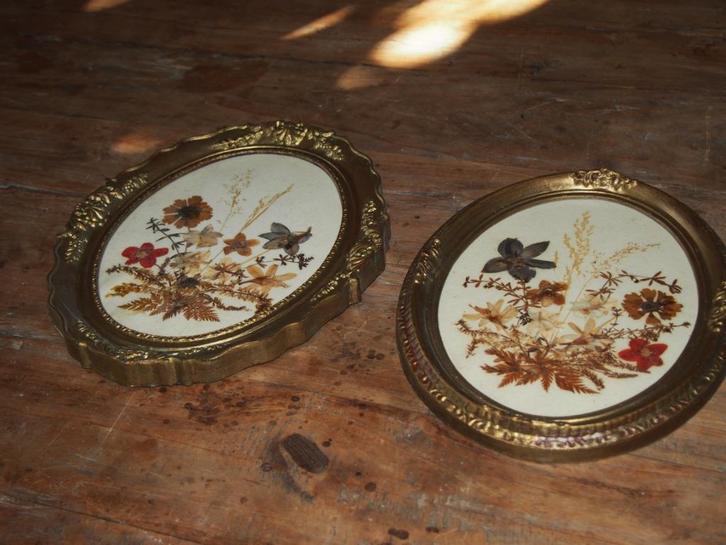 2 oude Lijsten met Droogbloemen, Antiek en Kunst, Curiosa en Brocante, Ophalen of Verzenden