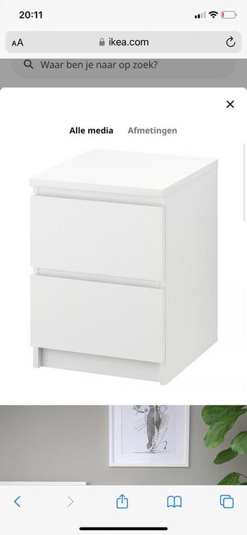 IKEA Malm nachtkastje 2 lades wit - afbeelding 6