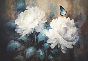 Pioenrozen behang Vlinder, Ook op maat, Fotobehang4ou  beschikbaar voor biedingen