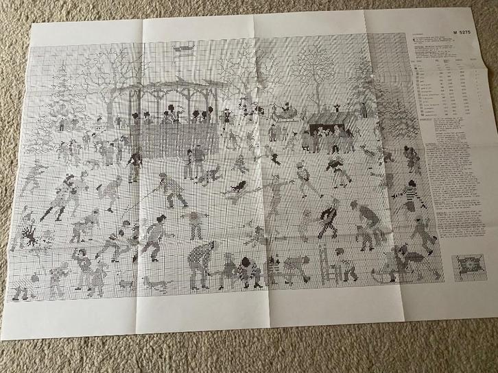 Mies Bloch, IJstafereel patroon 1975, Hobby en Vrije tijd, Borduren en Borduurmachines, Patroon, Ophalen of Verzenden