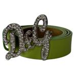 Dolce & Gabbana groene leren riem met swarovski gesp, Echt leder, 80 tot 90 cm, 3 tot 5 cm, Heupriem