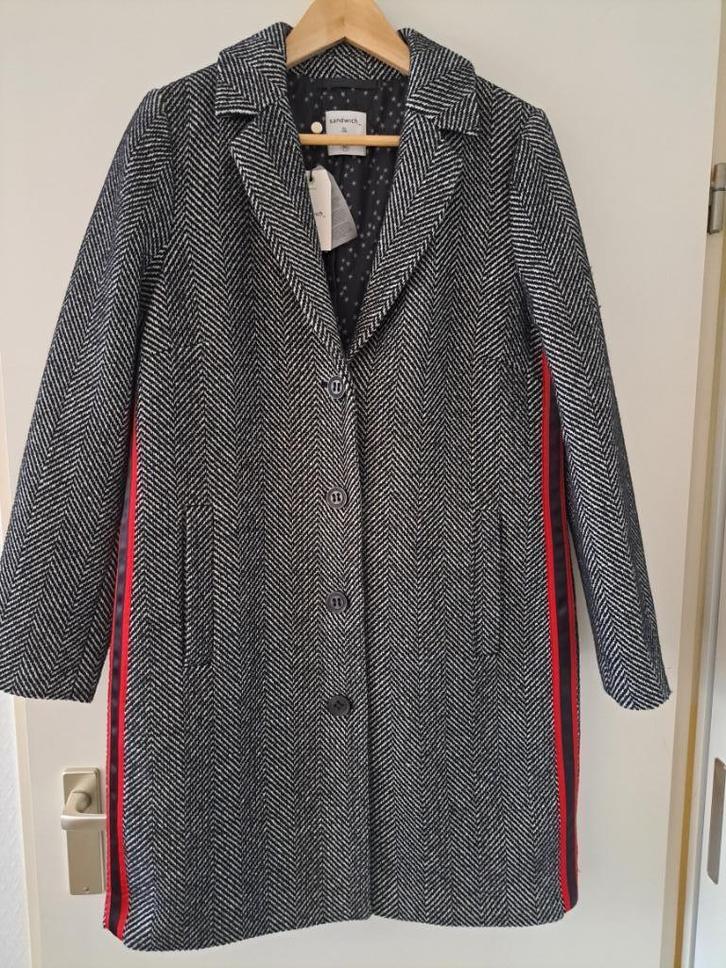 NIEUW Sandwich dames Tweed jas mt 40 zwart-wit, Kleding | Dames, Jassen | Winter, Nieuw, Maat 38/40 (M), Zwart, Ophalen of Verzenden