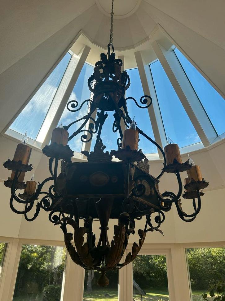 Gietijzeren Kroonluchter, Antiek en Kunst, Antiek | Woonaccessoires, Ophalen of Verzenden