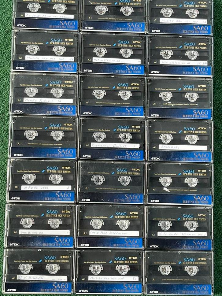 21 goede TDK SA60 cassettes, Cd's en Dvd's, Cassettebandjes, Gebruikt, Voorbespeeld, Overige genres, 2 t/m 25 bandjes, Ophalen of Verzenden