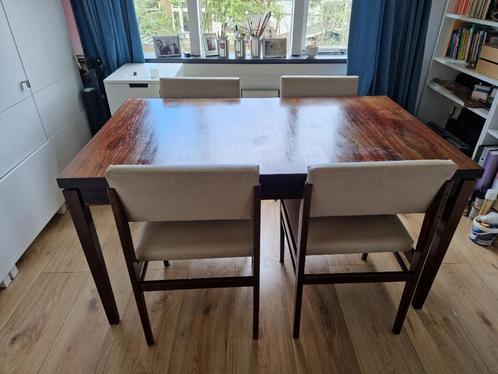 Vintage Topform palissander tafel met 4 bijbehorende stoelen, Huis en Inrichting, Tafels | Eettafels, Gebruikt, 50 tot 100 cm