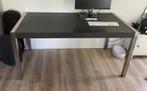Robuuste eettafel hout met metalen poten 85x160 cm, Ophalen, Gebruikt, 50 tot 100 cm, 150 tot 200 cm